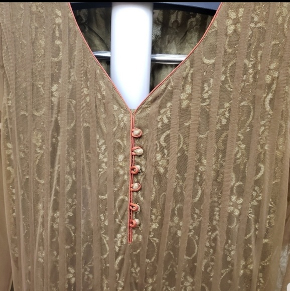 Henna green & rust anarkali churidaar - Picture 6 of 7